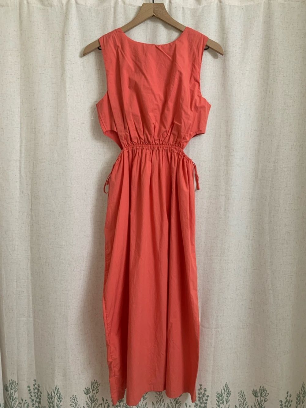 Rails Cotton Yvette Poplin Spiced Coral Sleeveless Side Cut Midi Dress Small - Picture 11 of 11